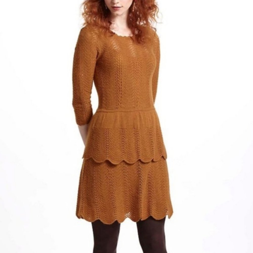 Anthropologie Tiered Pointelle Sweater Dress